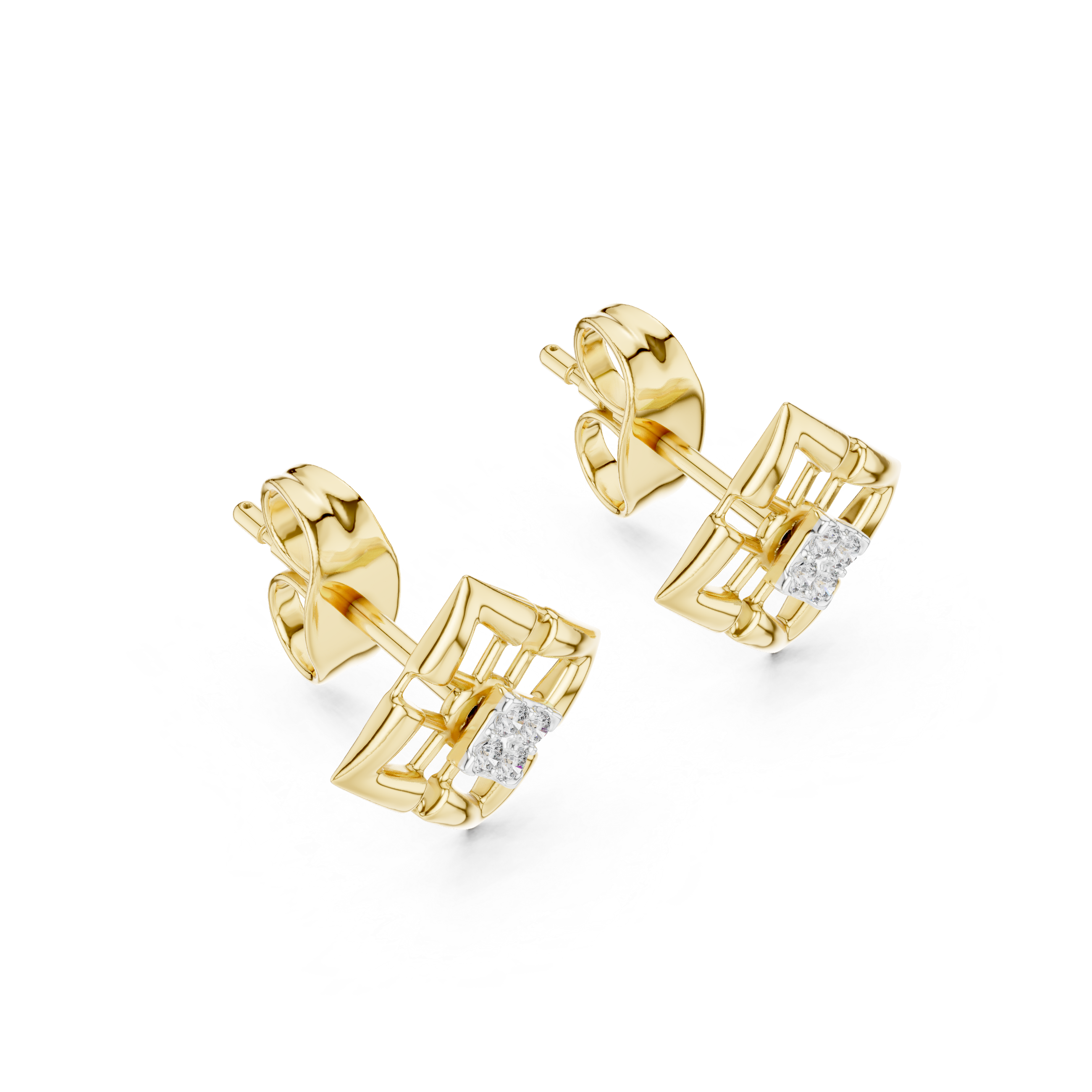 925 Sterling Silver Square Diamond Stud Earrings - Image 9