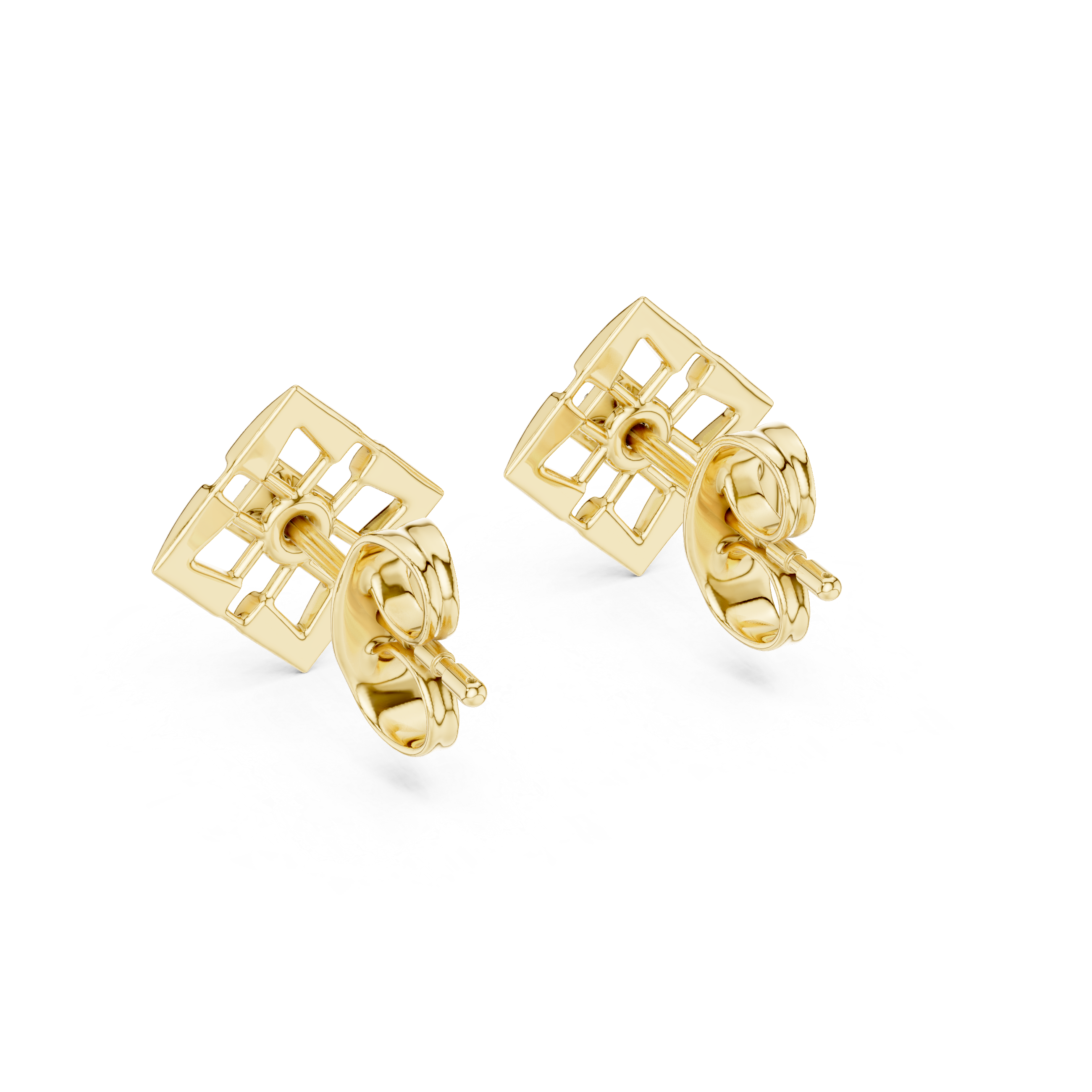 925 Sterling Silver Square Diamond Stud Earrings - Image 10