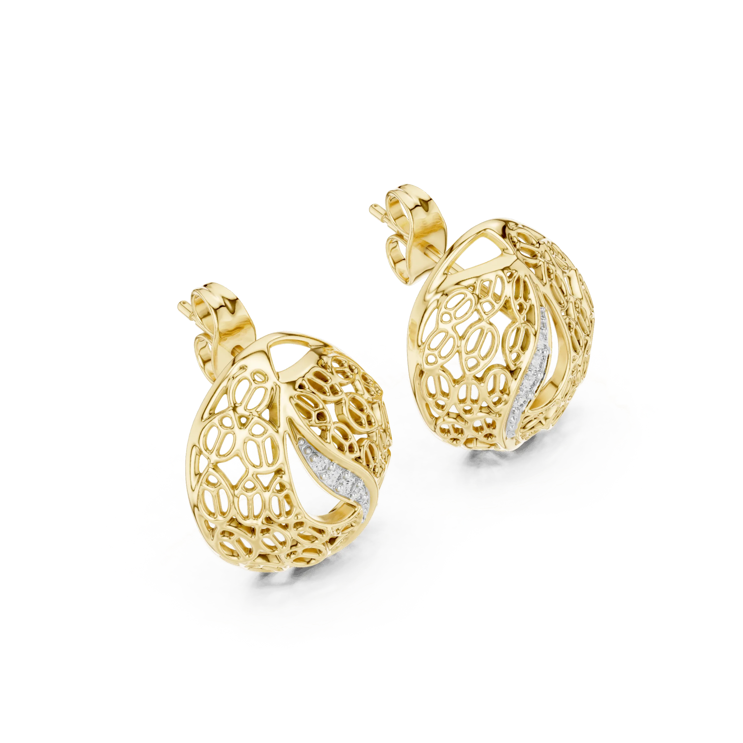 Filigree Dome 925 Silver Stud Earrings for Women