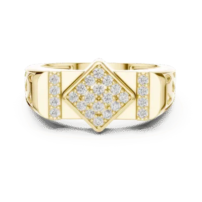 Wide Band Diamond LEDS Ring - Sterling Silver Men's Style