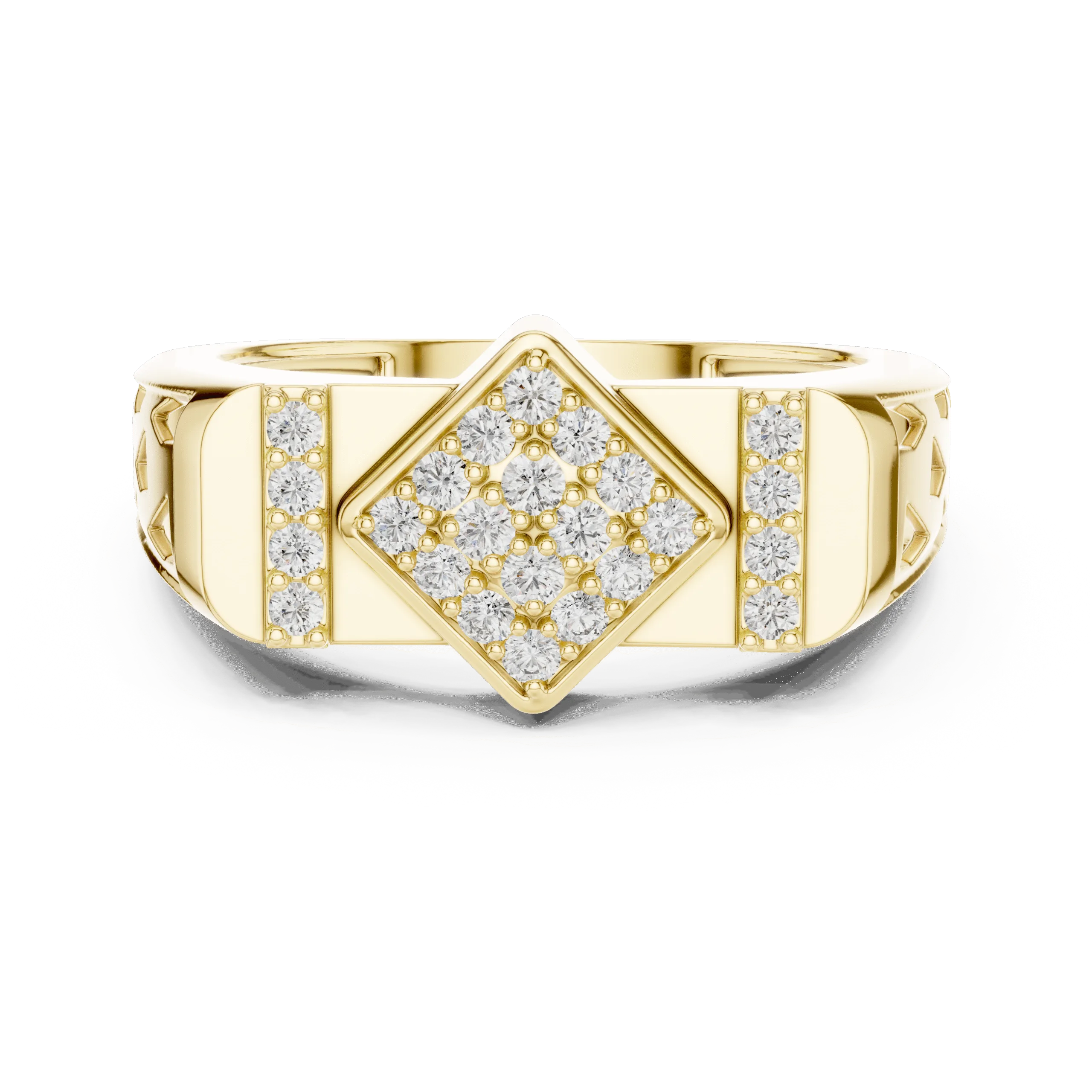 Wide Band Diamond LEDS Ring - Sterling Silver Men's Style