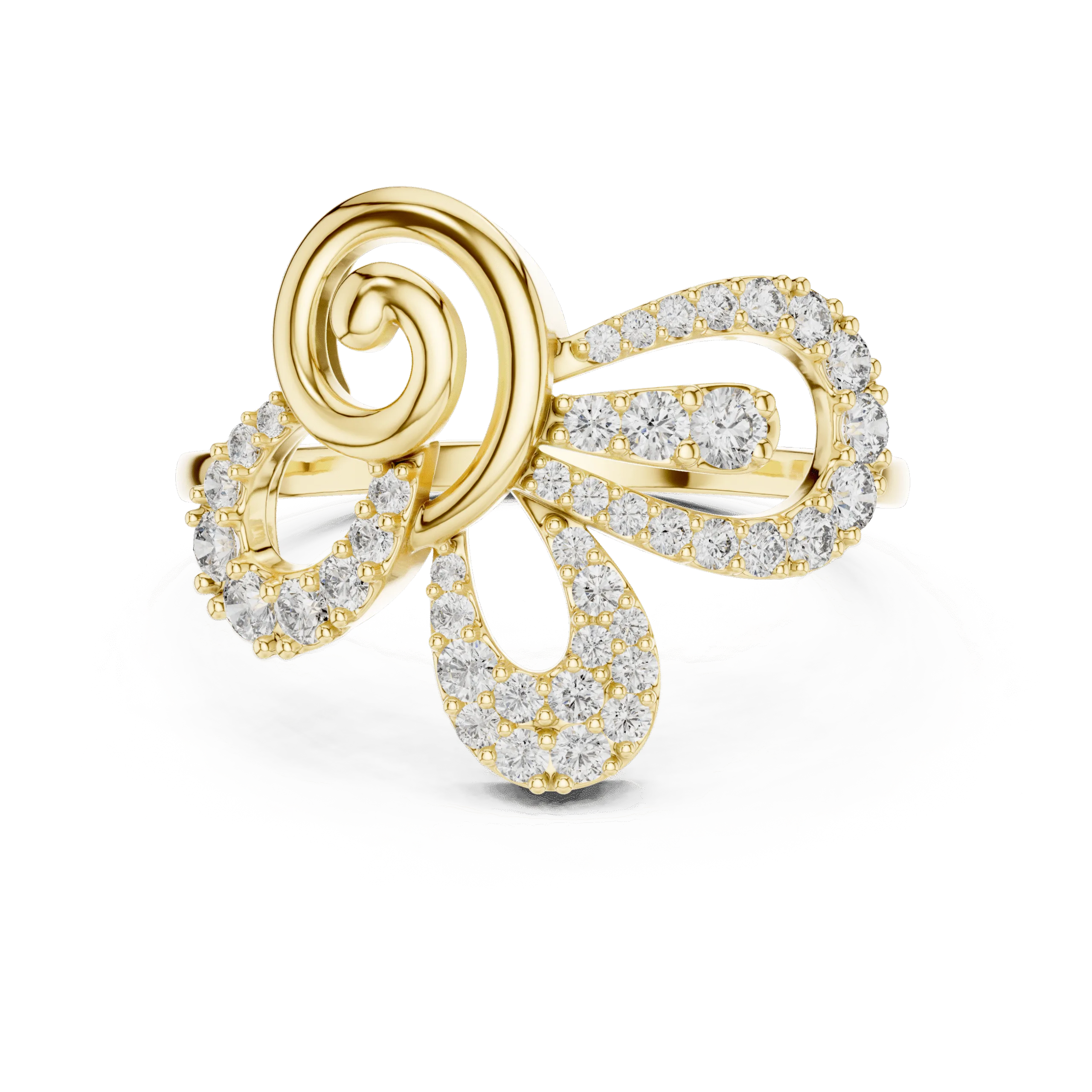 Twisted LEDS Diamond Band Ring - 925 Sterling Silver