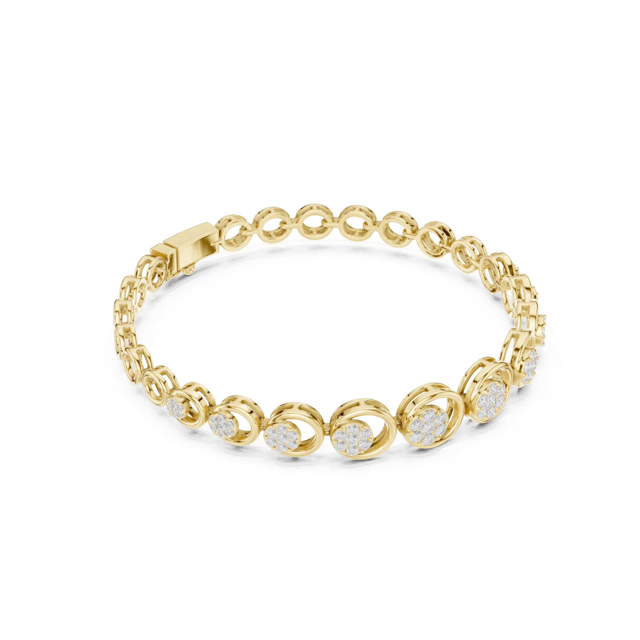 Diamond Pavé Beaded Bracelet - 925 Sterling Silver Link