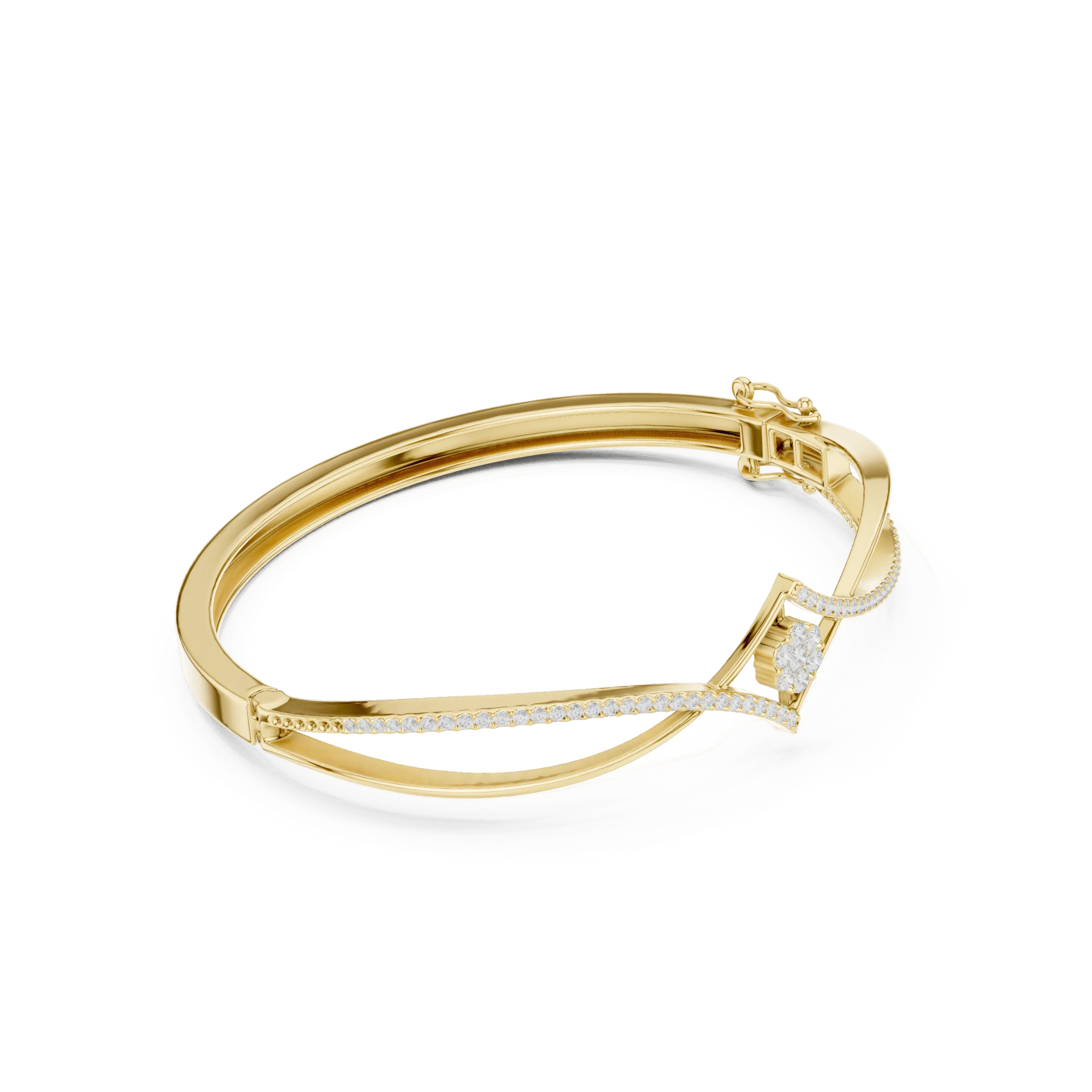 925 Silver Crossover Floral CZ Bracelet for Women