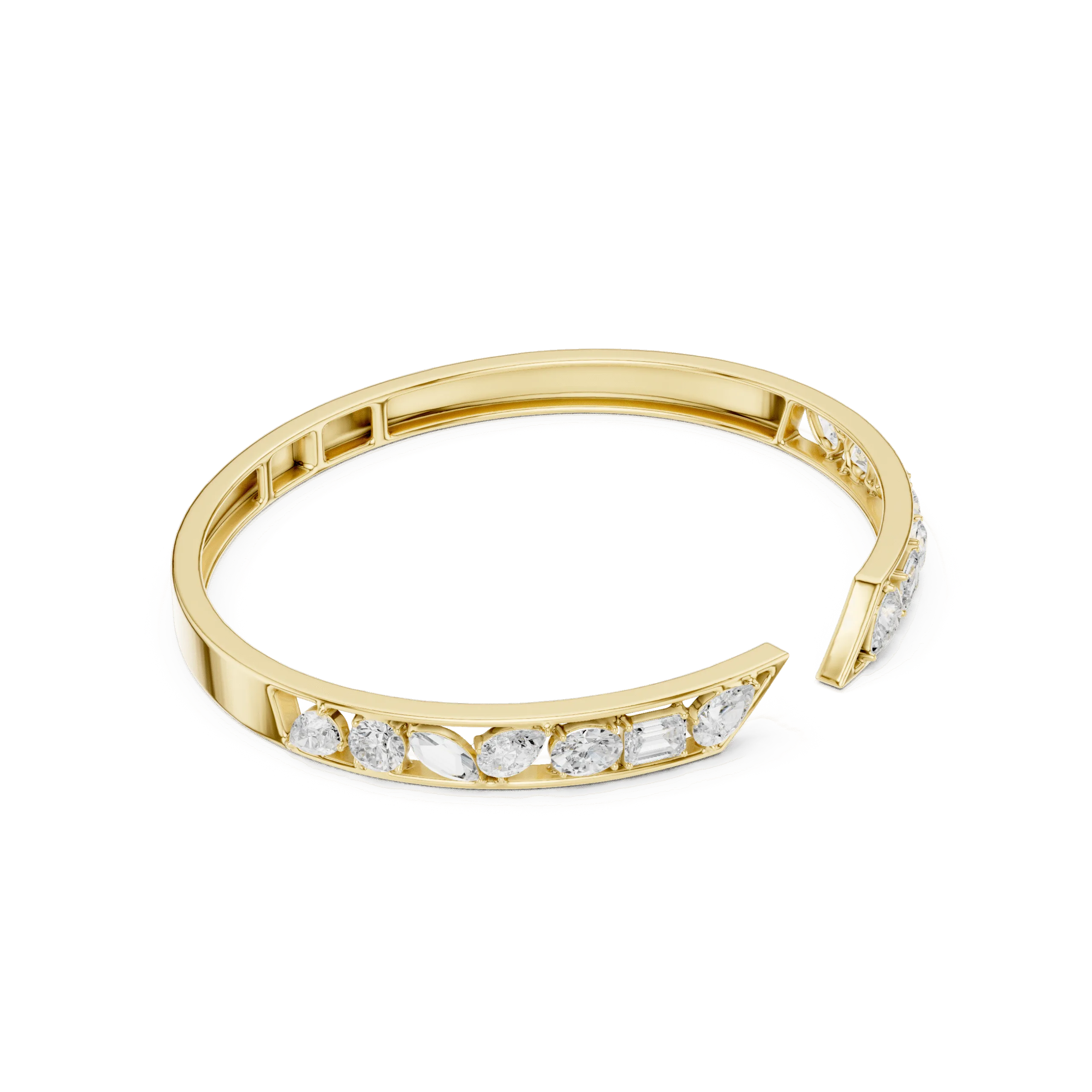 Multi-Cut Diamond Eternity Bangle - 925 Silver