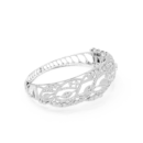 925 Silver Leaf Pattern CZ Bangle for Women